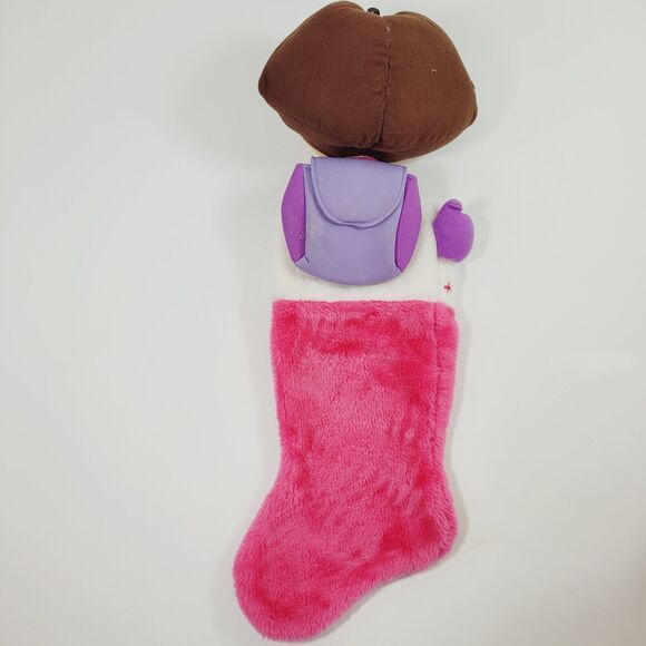 Nick Jr Dora The Explorer Christmas Stocking Pink Girls Plush 2004 22" - Picture 4 of 6
